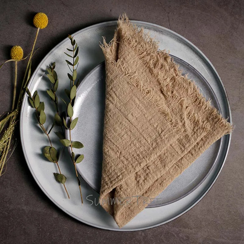 Large Napkins Cotton Gauze 41cm Napkin Muslin Tea Towels Dinner Retro Cheesecloth Wedding Party Rustic Table Decoration 16inch