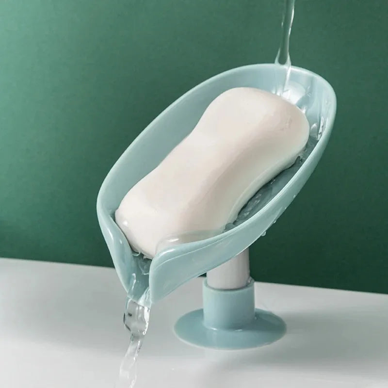 Soap Holder Leaf Shape Box Suction Cup Tray Kitchen Bathroom Accessories
