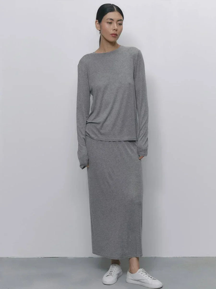 Hirsionsan Modal Soft Loose Sets Women Casual Two or Three Pieces Long Sleeve Cardigan & High Waist Dresses Outfits Tracksuit