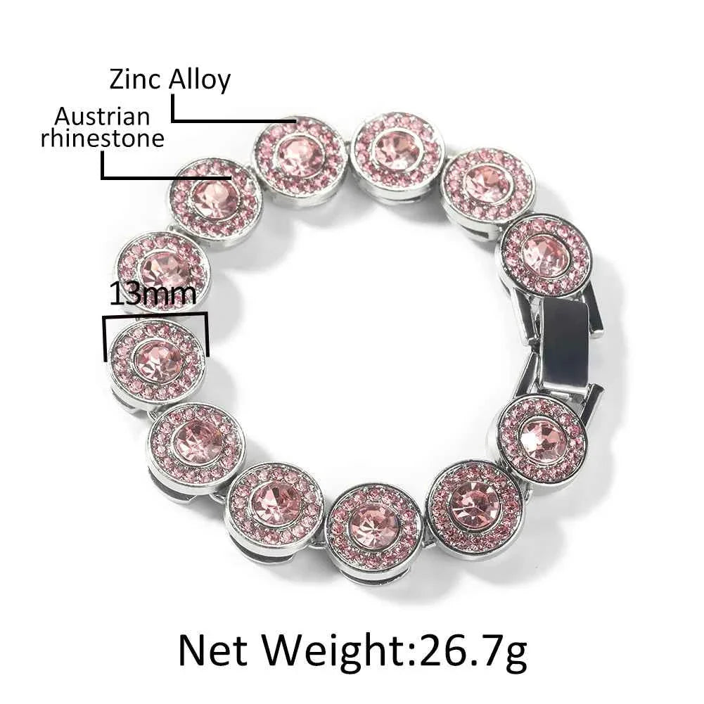 Pink Color Rhinestones Bracelets Set