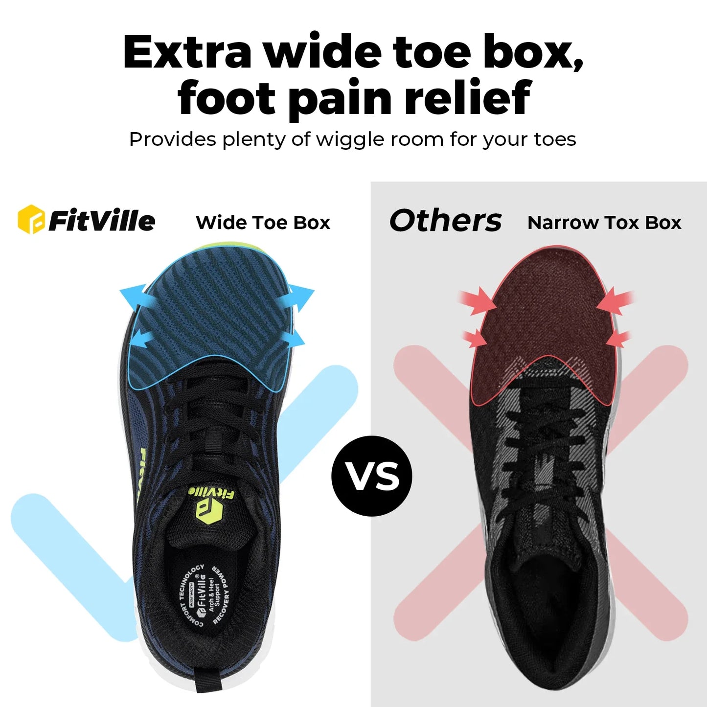FitVille Men's Sports Shoes Extra Wide Running Walking Shoes for Men Comfort Casual Men Sneakers Lightweight Cushioned Footwear
