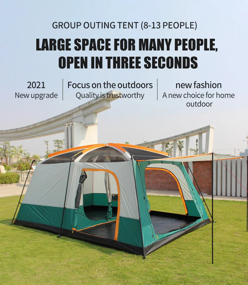 Camping Family Tent 6-8 Persons Ultralight Waterproof Automatic Two Room Double Layers Foldable Kamp Cadir Outdoor Adventures