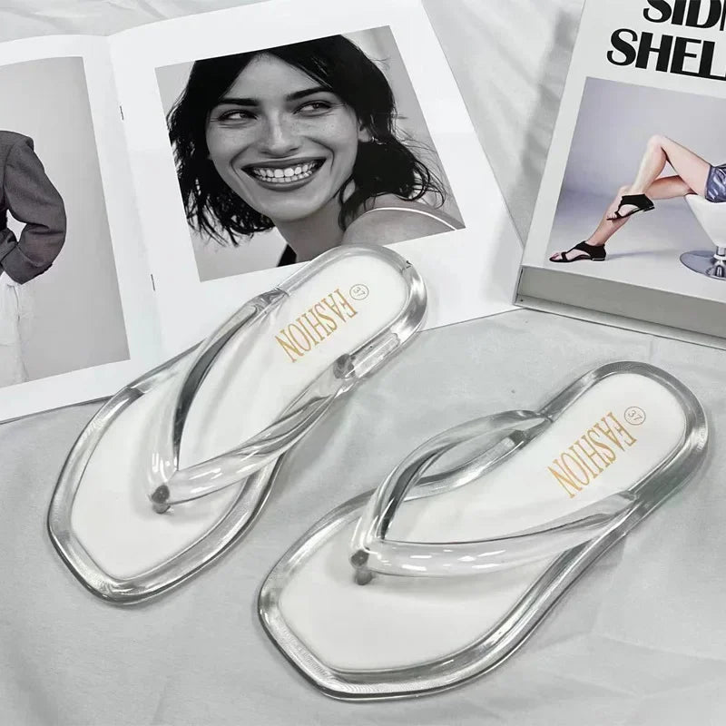 Women's Summer Candy Color Flip Flops Fashion All Match Outdoor Casual Flat Slippers Ladies Soft Soled Beach Sandal Women Slides