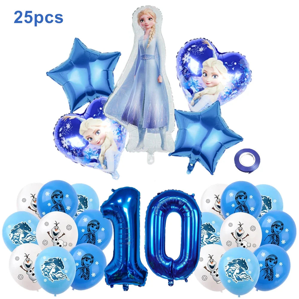 Frozen Anna Elsa Princess Birthday Party Decorations Balloon Disposable Tableware Party Supplies