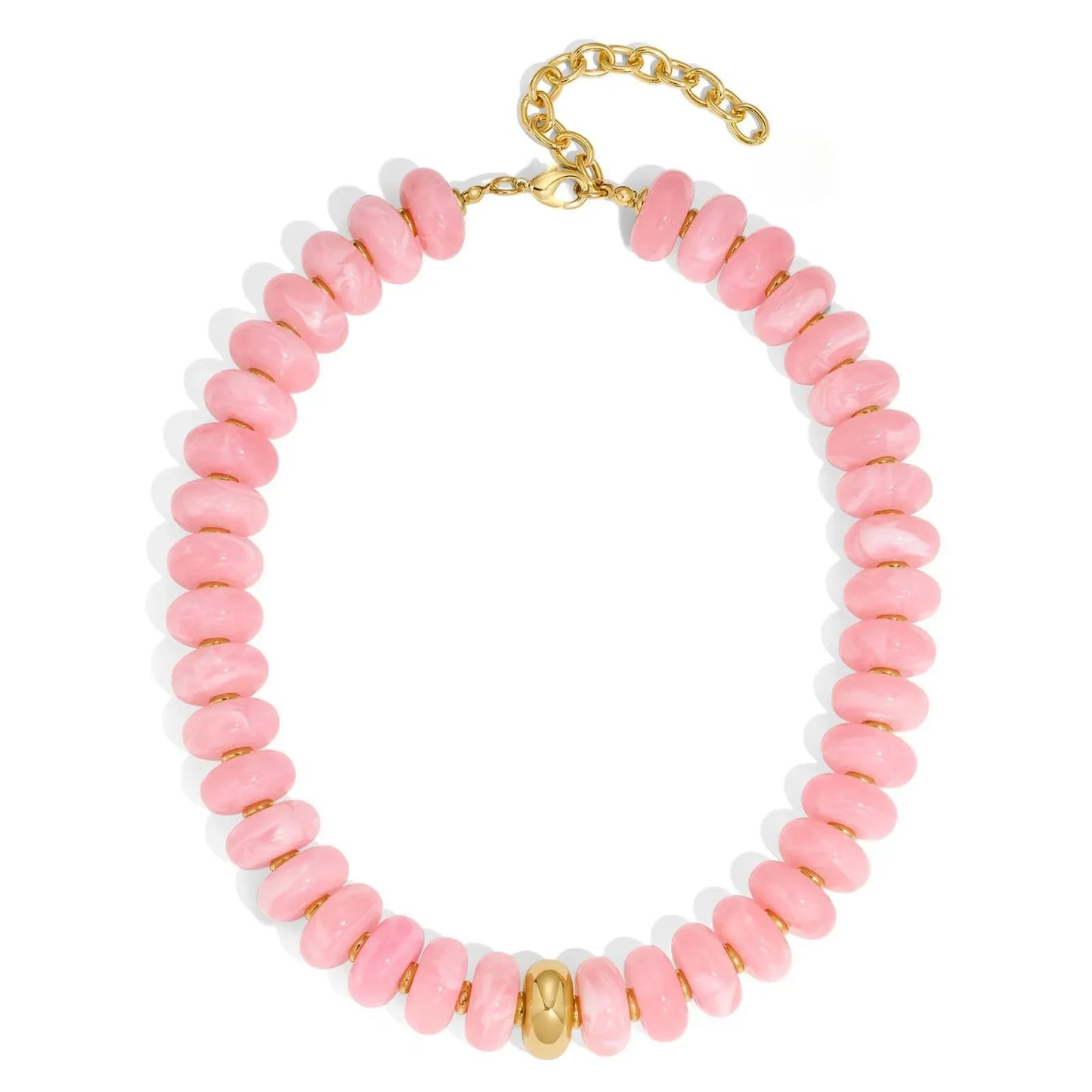 Chunky Colorful Beaded Choker Necklace Women Summer Trendy Round Resin Beads Chain Necklaces Statement Jewelry Gift for Vacation