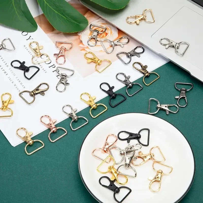 8/15/25/50/80pcs Swivel Snap Hooks D-Ring Keychain Clips Lanyard