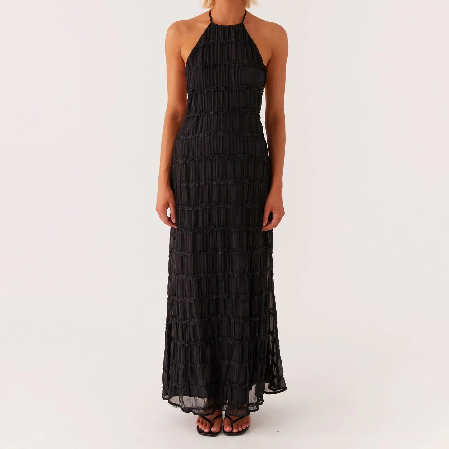 Women Cocktail Party Dress Ruched Long Dress Sleeveless Skinny Cocktail Bodycon Dress Clubwear Female Maxi Backless Dress