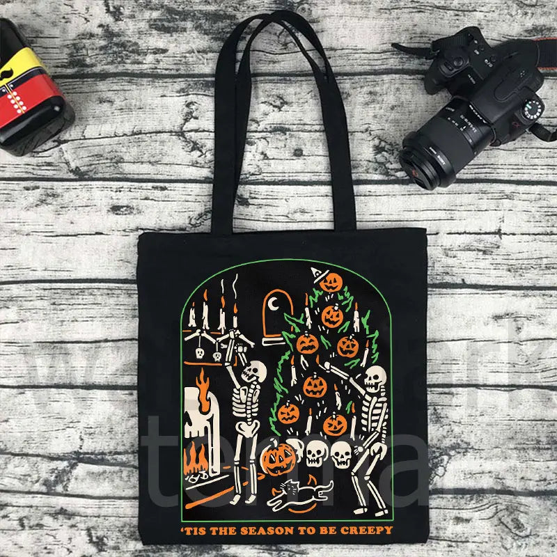 It's The Most Wonderful Time of The Year Halloween Tote Bag Halloween Pumpkin Spooky Shopper Shopping Bag Totes supermarket bag
