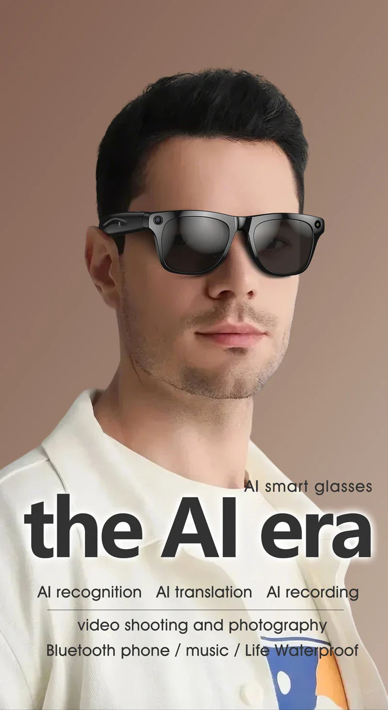4K HD Color Changing AI Smart Glasses, Chat GPT,100MP Camera, Bluetooth, Call Voice Assistant Control, Smart Glasses 2026 New.