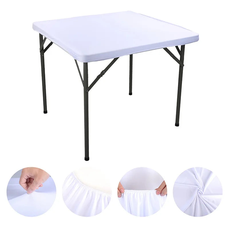 Square Elastic Edge Fitted Table Cover Stretch Cocktail Tablecloth For Wedding Picnic Banquet Party Decor Table Cloth