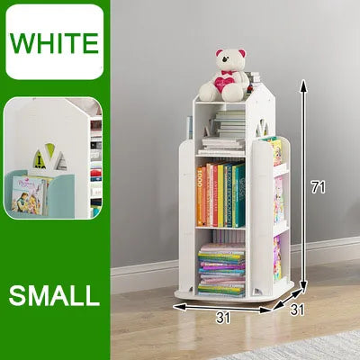 Children's Bookshelf 360° Rotating Cartoon Books Rack Floor Simple Child Book Shelf for Home Bookcases Furniture Bookshelf Rack