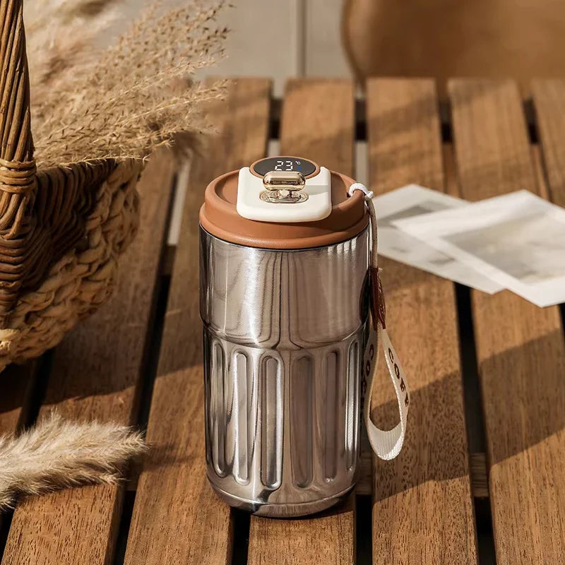 Intelligent Digital LED Temperature Display Coffee Cup, Stainless Steel Thermos Bottle, Keeps Cold and Heat Mug.