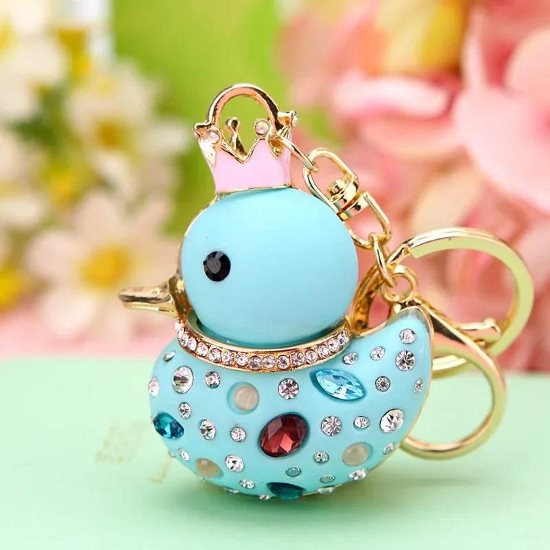 Duck Rhinestone Keychain Charm Pendant