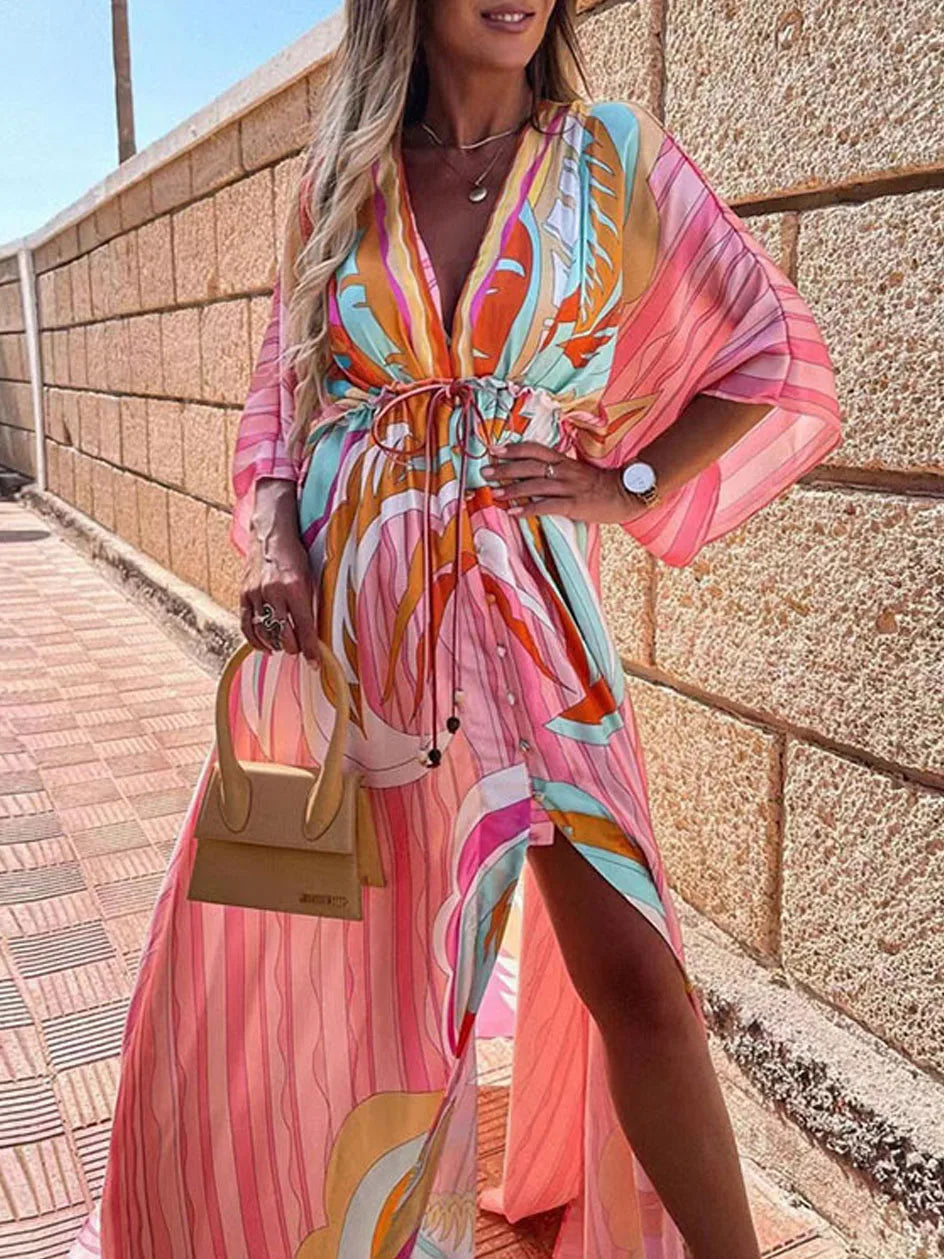 2024 Women Swimsuit Cover Up Sleeve Kaftan Beach Tunic Dress Robe De Plage Solid White Cotton Pareo  High Collar Beachwear