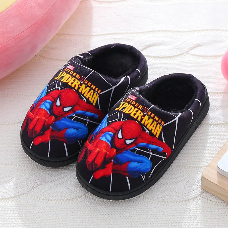 Disney Indoor Home Slippers Parent-child Cotton Anti-skid Floor Children's Shoes Breathable Cartoon Warm Slippers Size 24-39