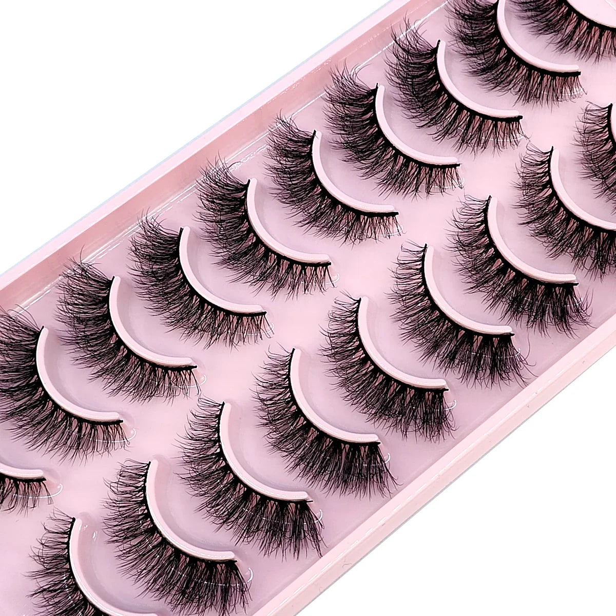 10 Pairs Faux Mink Eyelashes Handmade  Natural  Simulation  3D Curly Eyelashes