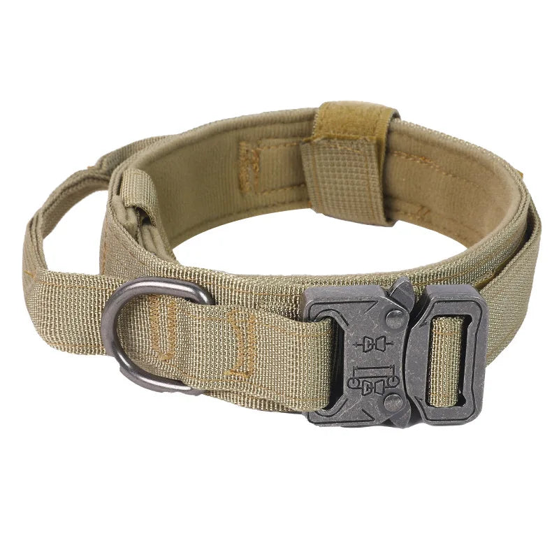 Tactical Dog Collar Adjustable Military Nylon Dog Collar with Control Handle and Heavy Duty Metal Buckle for Medium & Large Dog
