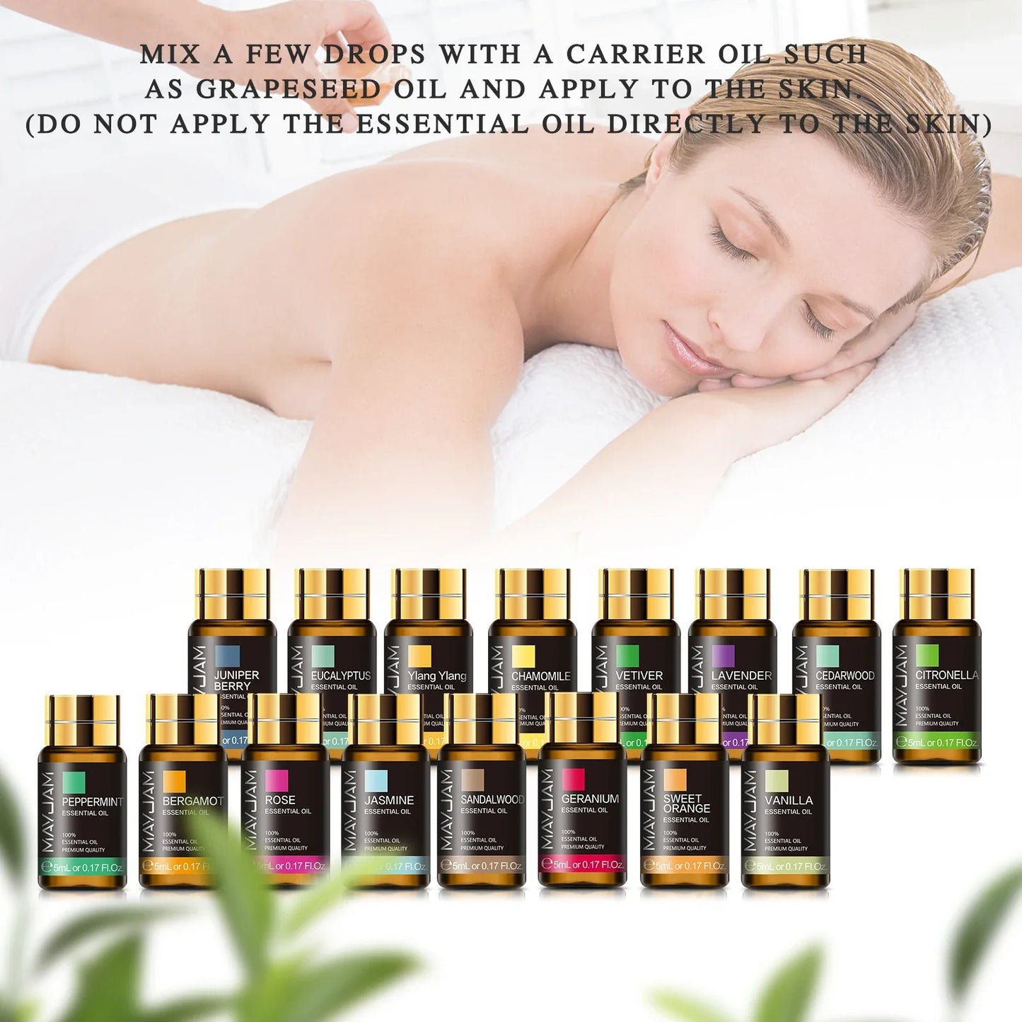 MAYJAM 28pcs Pure Natural Essential Oils Gift Set For Humidifier Diffuser Lavender Vanilla Sage Jasmine Rose