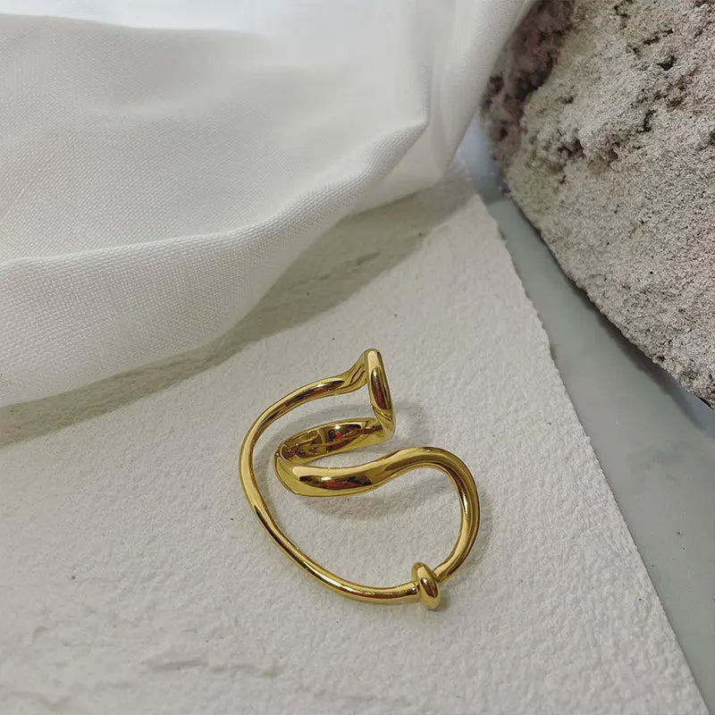 925 Sterling Silver Open Finger Mobius Ring Twist for Women Golden Rock Punk Lines Stackable Jewelry Gift Dropship Wholesale