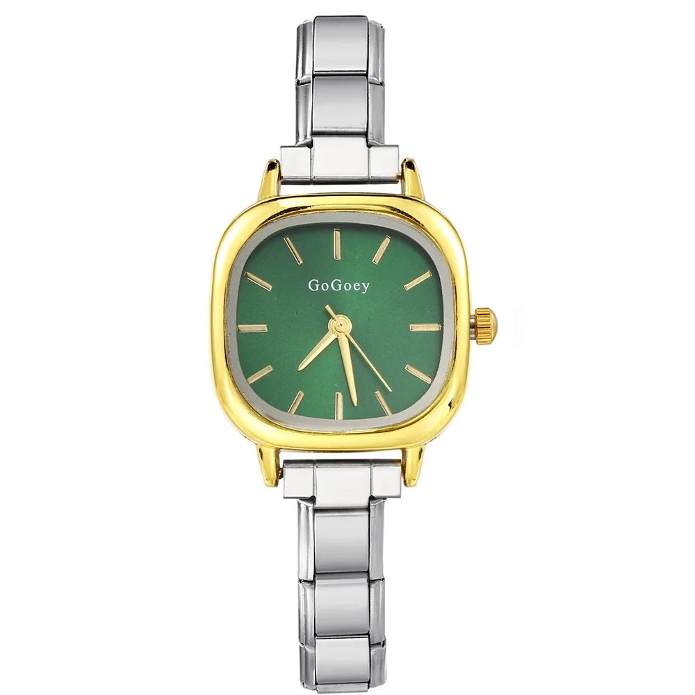 Chic Design Minimalist Women Men Squarel Quartz Watch Stainless Steel Strap Fashion Party Birthday Daily Perfect Gift
