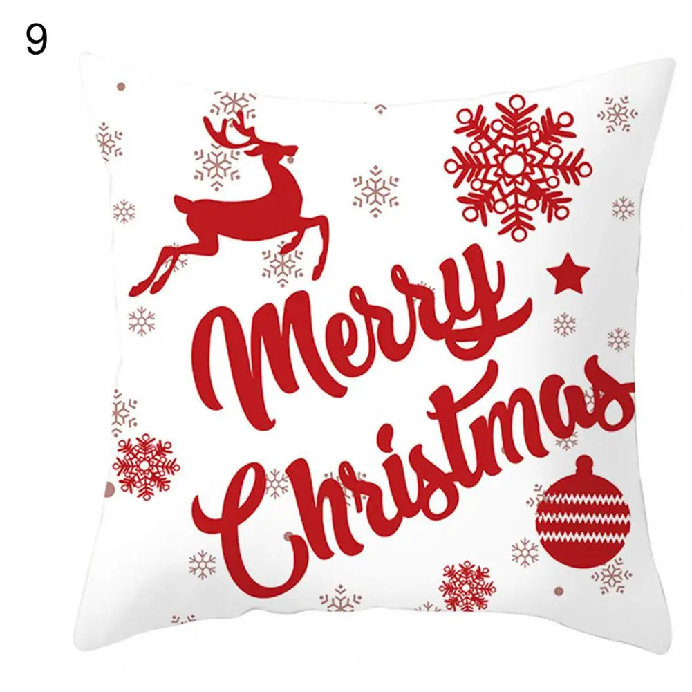 Useful Christmas Pillow Cover Smooth Christmas Pillowcase Breathable Christmas Sofa Chairs Pillow Cover  Skin-friendly