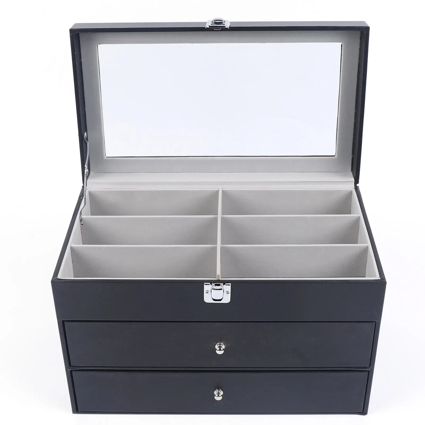/24 Grid Jewelry Collection Storage Holder Box Leather Watch Glasses Display Case Sunglasses Storage Holder