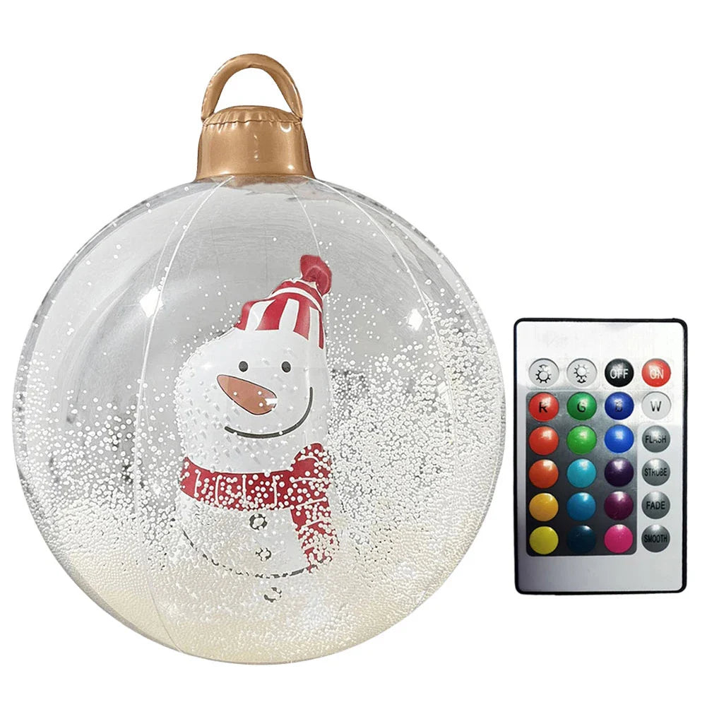 60cm PVC Inflatable Christmas Balls Toys Light Up Giant Christmas Inflatable Ball Xmas Tree Ornaments Christmas Decoration 2024