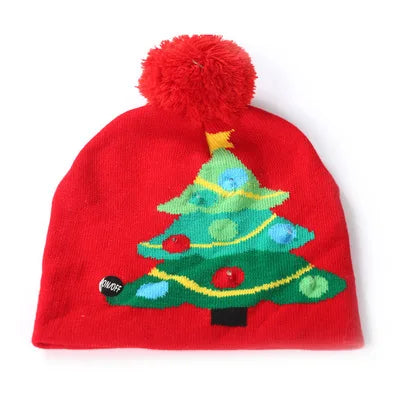 LED Christmas Hat Creative Flashing Led Light Knitted Hat Snowman Winter Warm Color Knitted Cap Christmas Gift