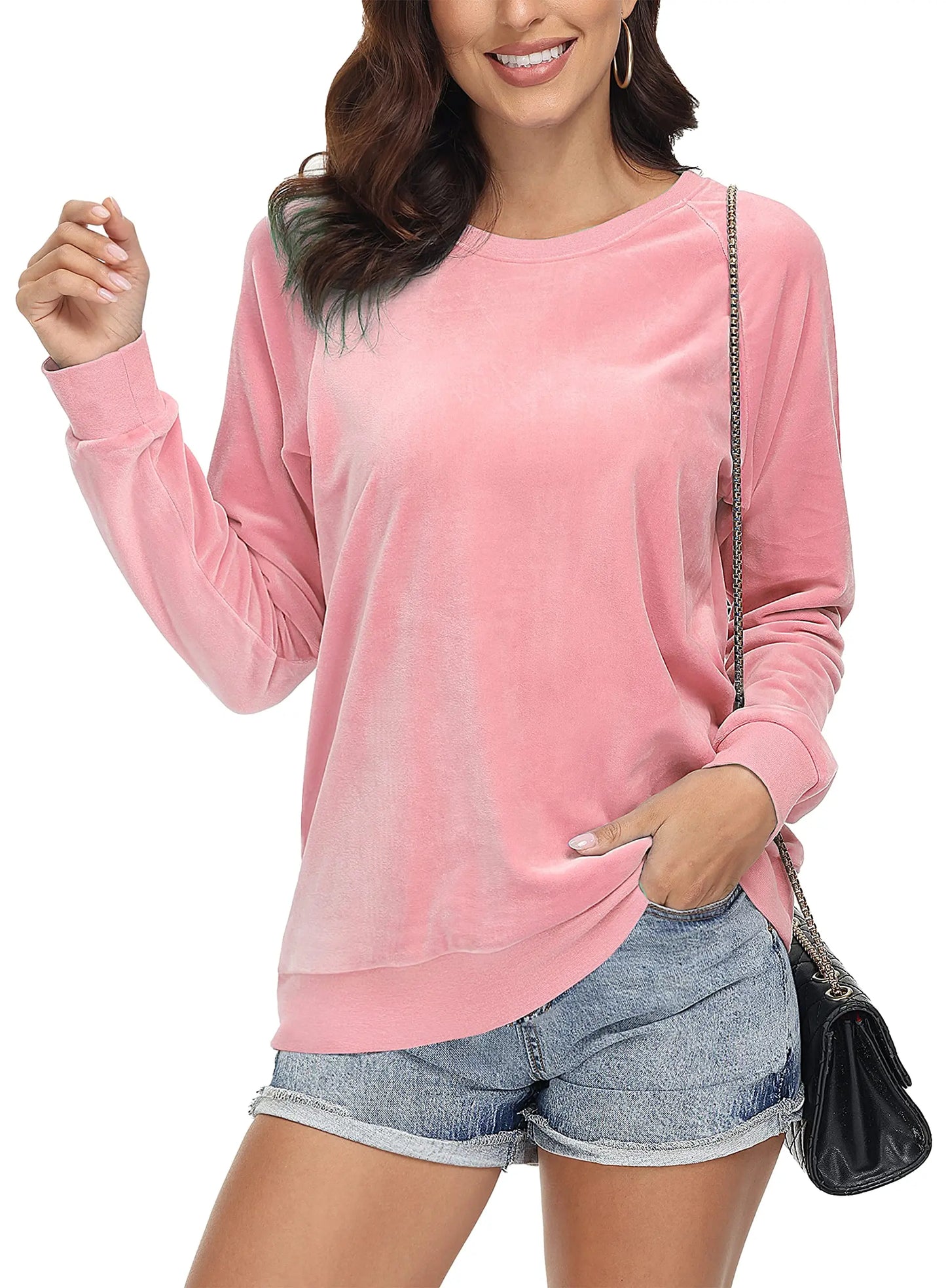 TACVASEN Spring Lightweight Crew Neck Pullover Womens Casual Soft Fuzzy Sweatshirts Warm Hoodies Sweet Streetwear Sports Tops