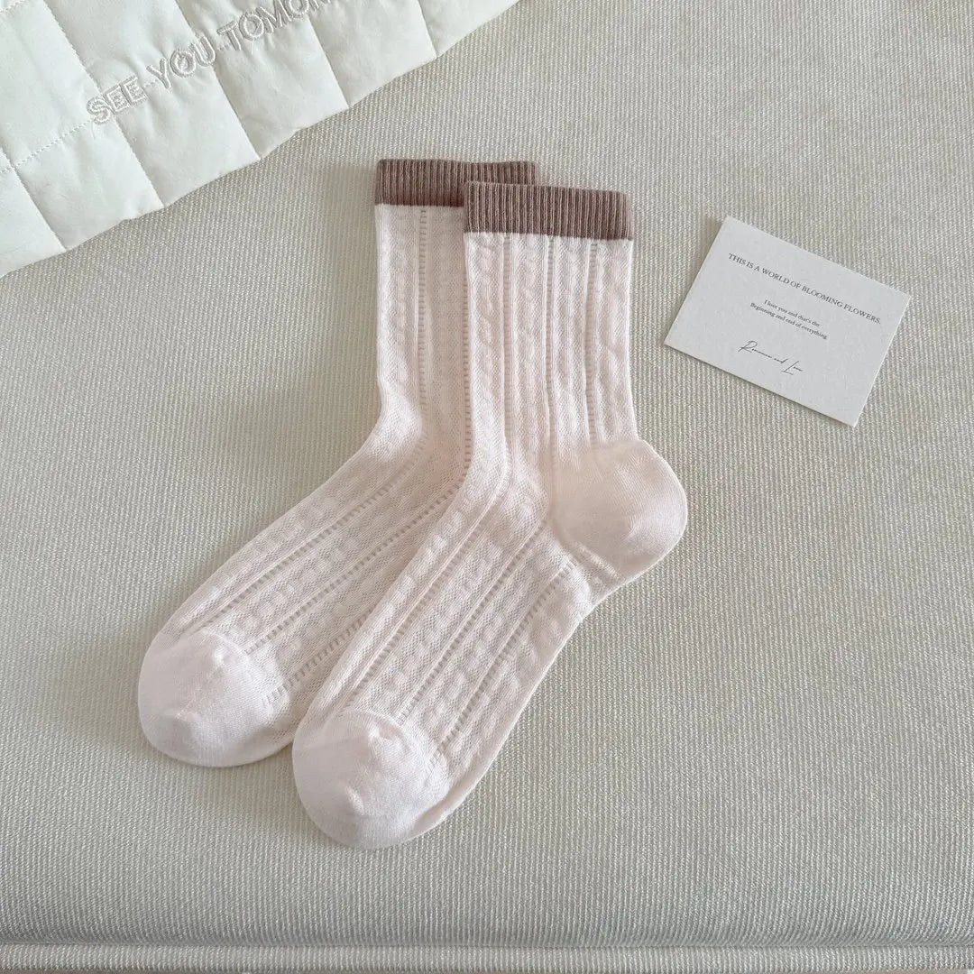 Transparent Crystal Silk Socks Women Fashion Ultra-thin Summer Harajuku Crew Socks Flower Streetwear Elastic Long Mesh Socks