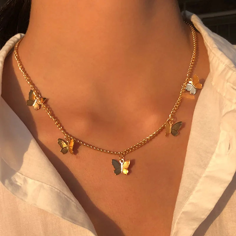 NK607 New Punk Fashion Minimalist Two Leaves Pendant Clavicle Necklaces For Women Jewelry Gift Tassel Summer Beach Chain Collier