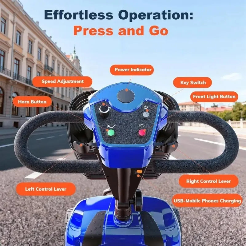 4-Wheel Electric Scooter with Dual Baskets, 350W Motor, Rotating Seat, USB Port,300Lbs, Customized