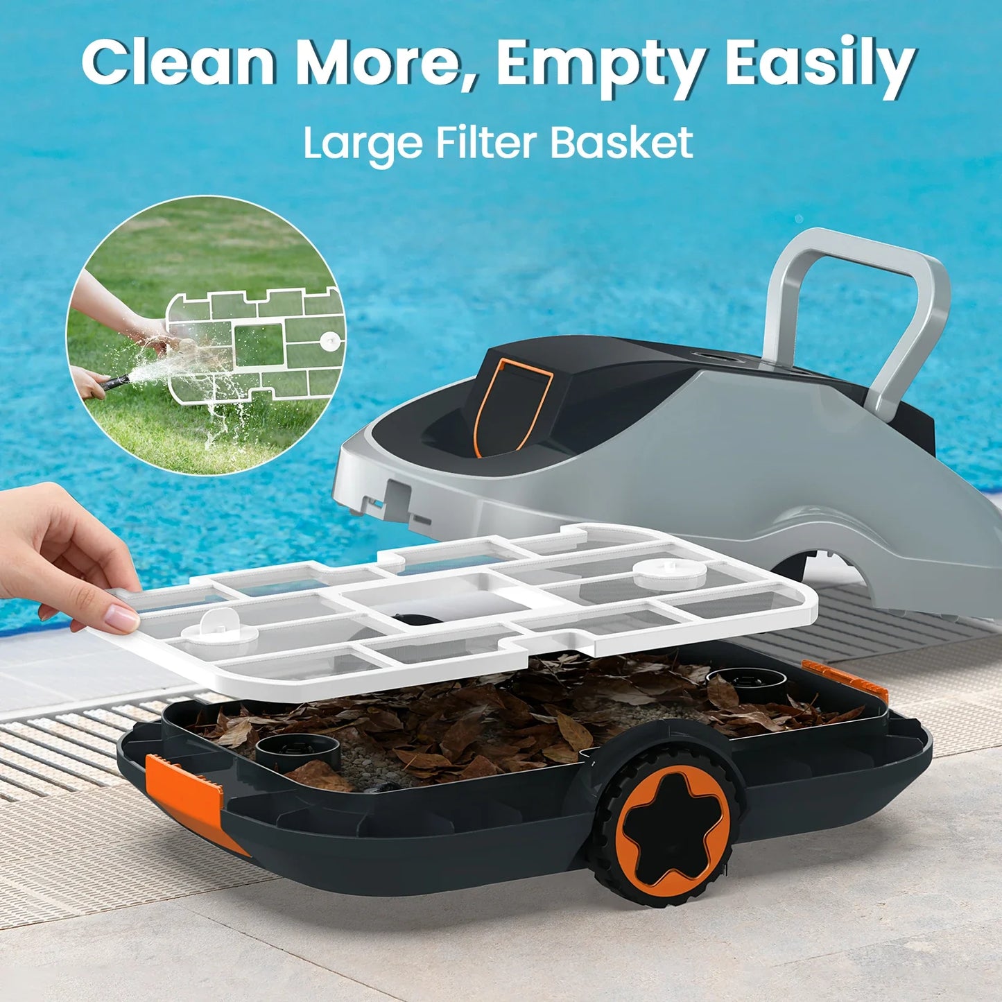 C1 Robotic Pool Cleaner, 200-Min Runtime,  Self-Parking Cordless Pool Vacuum for Above Ground & Inground Pools up to 2500 Sq.ft