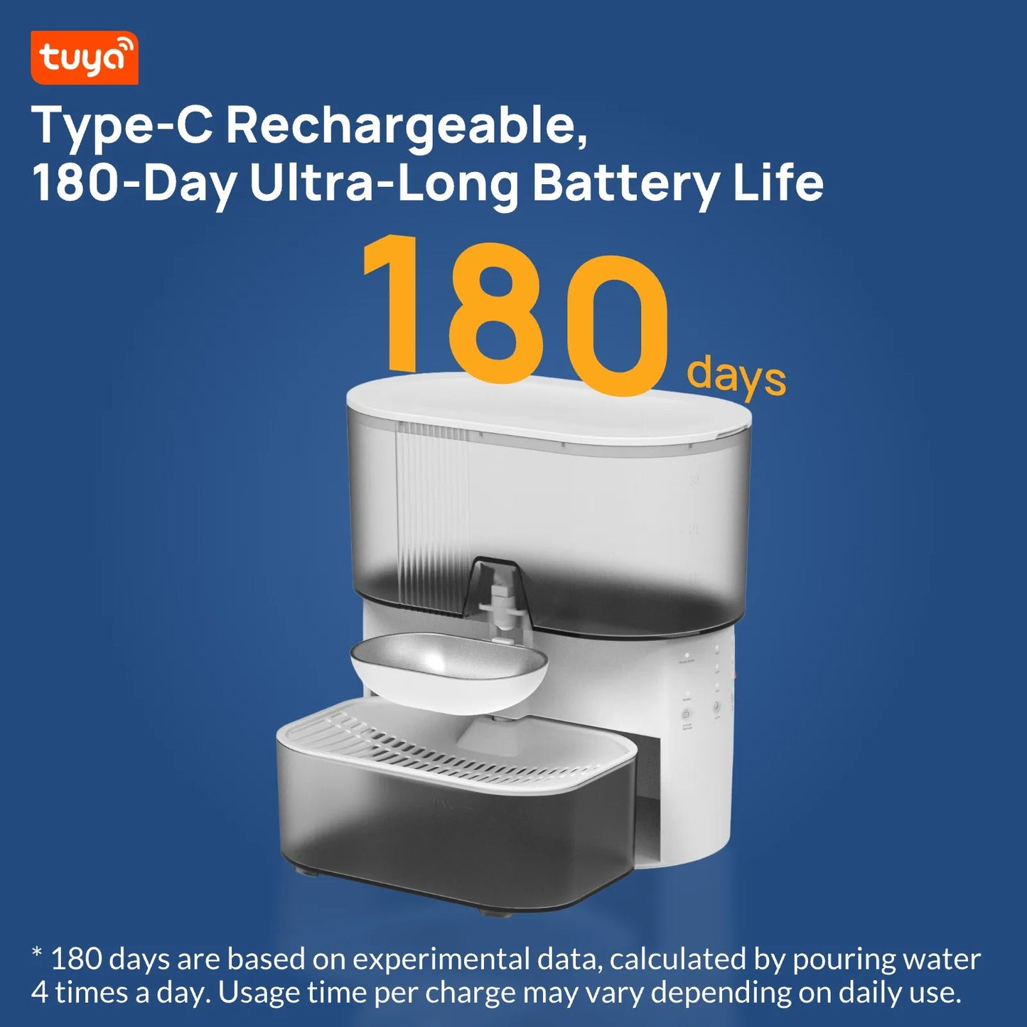 3L Intelligent Timed Pet Water Fountain, Rechargeable Auto Water Dispenser for Cats, Wastewater Separation, No Filter No APP