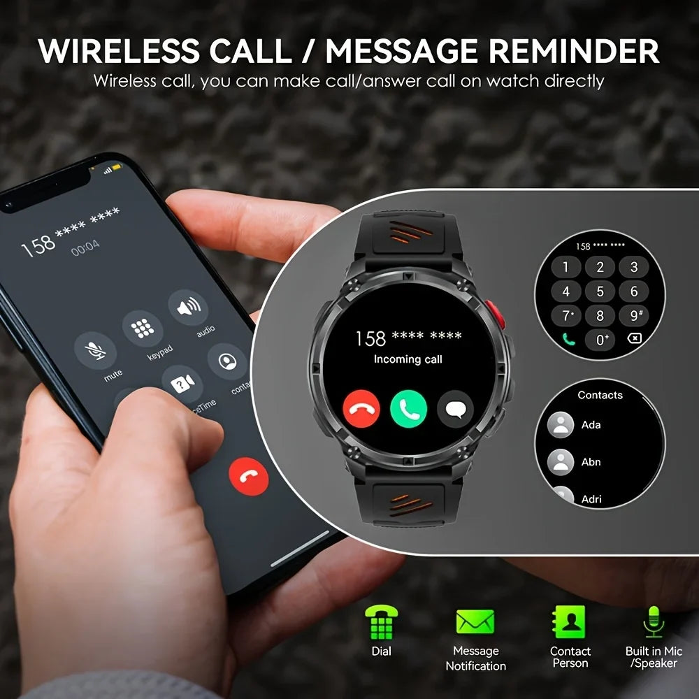 New T-REX3 Ultra 1100mAh Battery SmartWatch 10ATM Waterproof GPS Compass Flashlight 1.7" AMOLED HD Call Sports Smart Watch Men