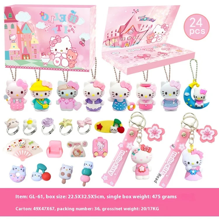 2024 Trendy Kuromi Doll Poke Hello Kitty Pendant Keychain Pendant Sanrio Hole Blind Box Christmas Children’s Lottery Toy