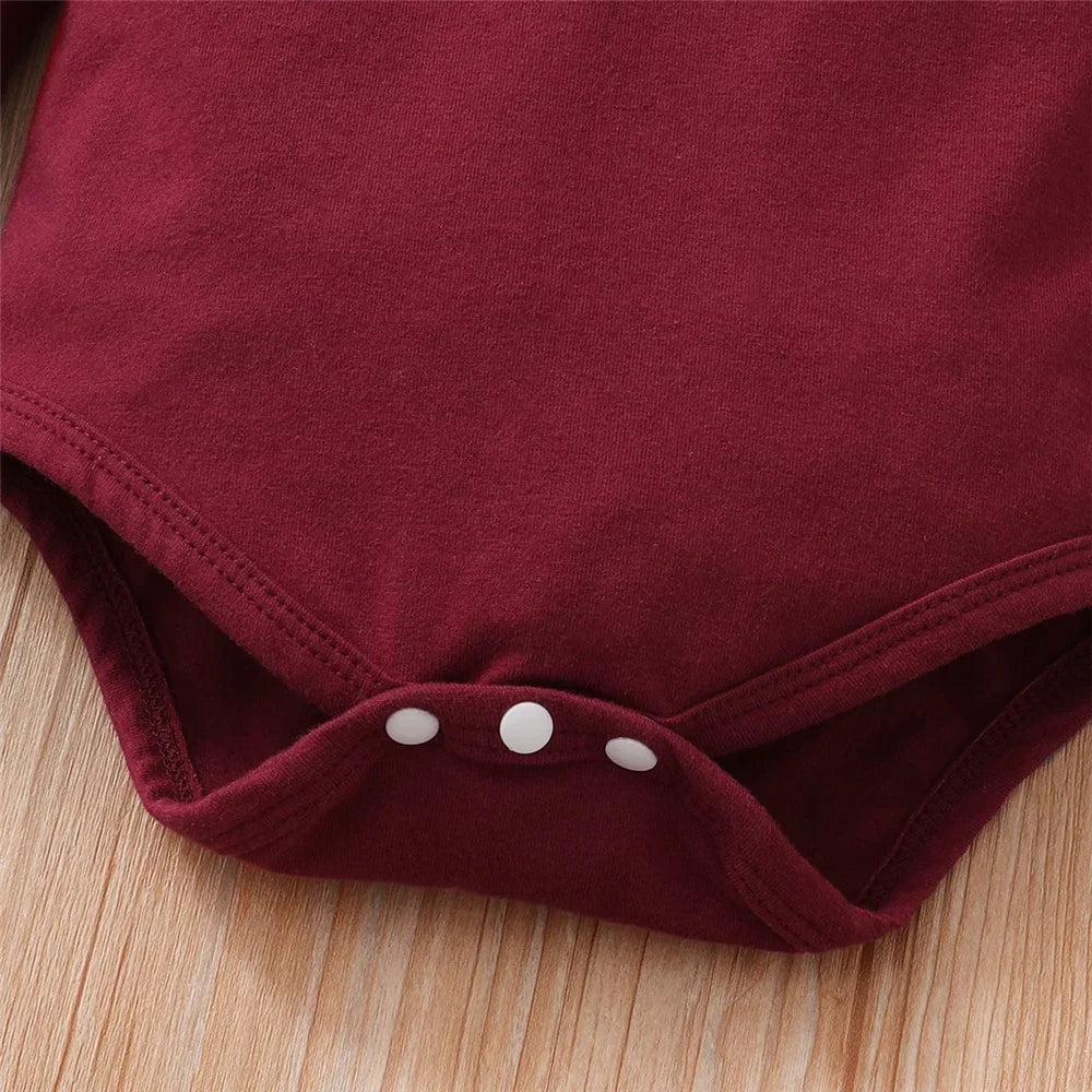 0-18months Baby Girl Clothes Set Red Color Long Sleevs Bodysuit