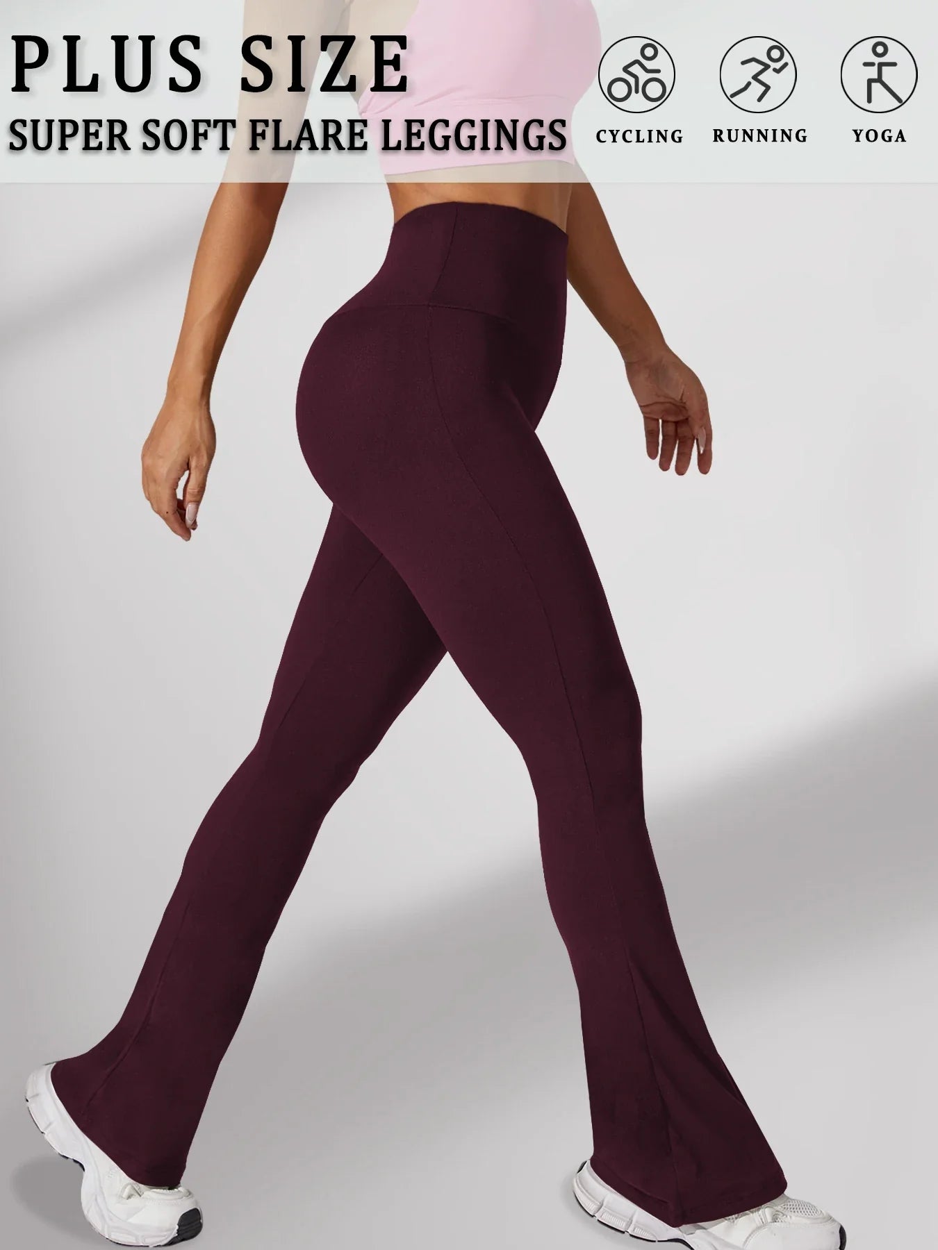 Plus Size Women's Super Soft High Waisted Flare Pant, Soft Bootleg Bell Bottoms.