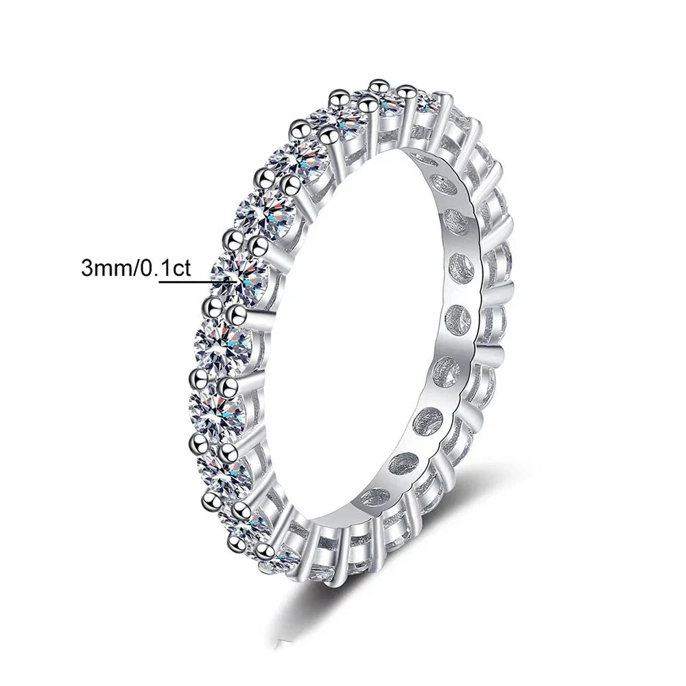 5mm D Color Moissanite Row Ring 925 Sterling Silver Diamond Wedding Band Rings For Women Certified Fine Jewelry Gift Houtros