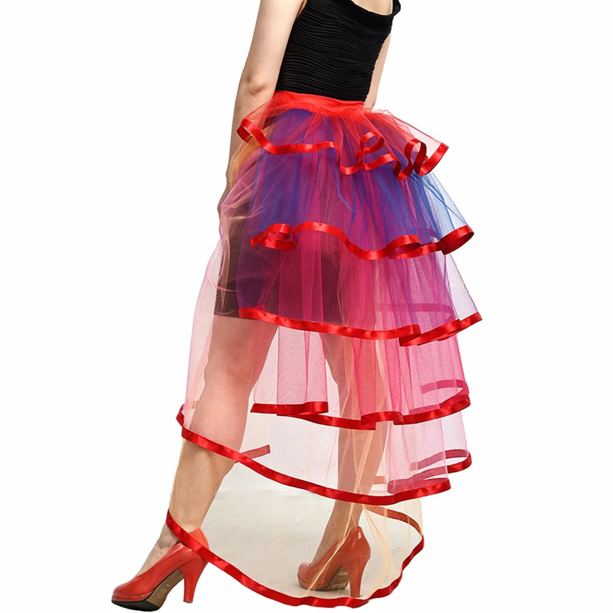 Steampunk Skirt Ruffles Tulle Overskirt Women Lady Gothic Punk Sexy Lolita Cocktail Party Puffy Mermaid Overskirts