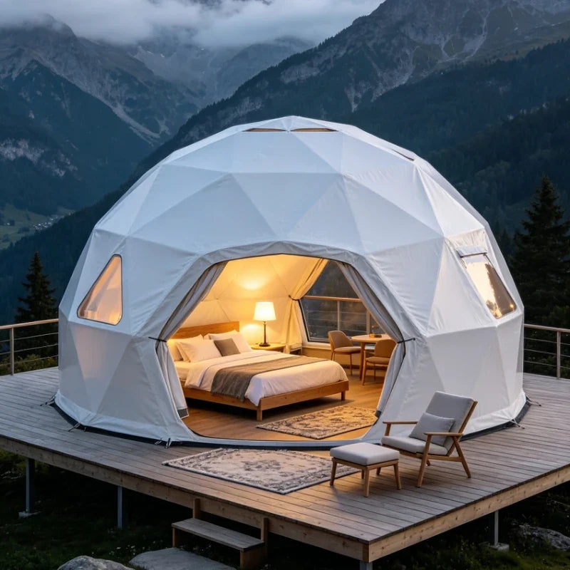 Geodesic Dome Tent Luxury Glamping Hotel Spherical Tent Waterproof UV‑Resistant Outdoor Resort Camping Accommodation