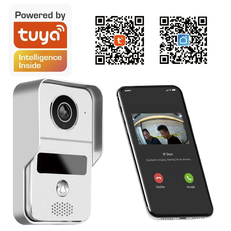 Tuya APP 2MP 1080P POE Wied WIFI IP  Doorbell  POE  Video Door Phone Intercom Visual Door Viewer Camera