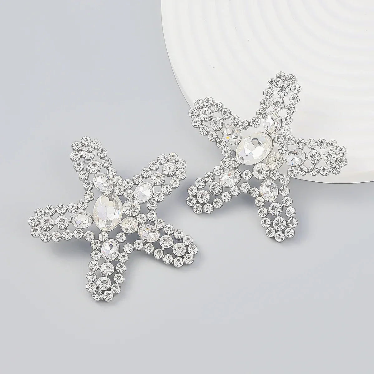 New Fashion women's Color Matching Big Rhinestone Love Heart-shaped Star Drop Earrings women's Jewelry Temperament Accessories