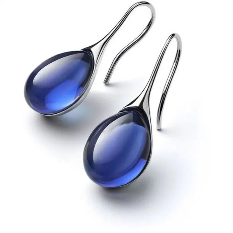 New color inlaid water drop glass stone earrings with exaggerated personality for women's jewelry