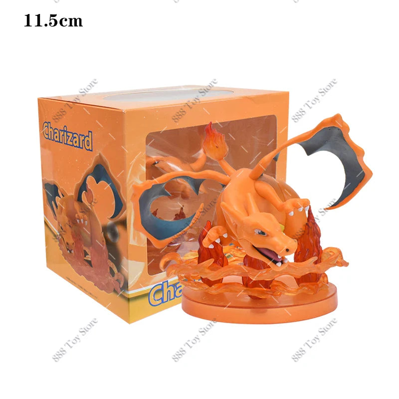 Anime Pokemon Figures Squirtle Charizard Bulbasaur Charmander Vulpix Special Effects Scene Version PVC Action Figure Model Toys