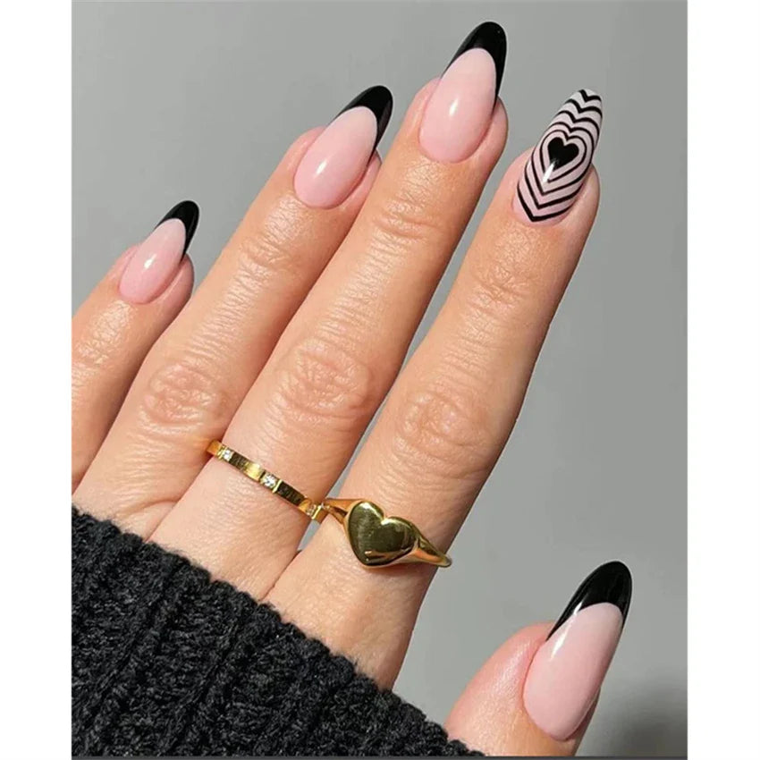 24Pcs/Set American Almond Christmas Wearing False Nails Full Coverage Press on Nails Removable Adhesive Acrylic Fake Nails Tips