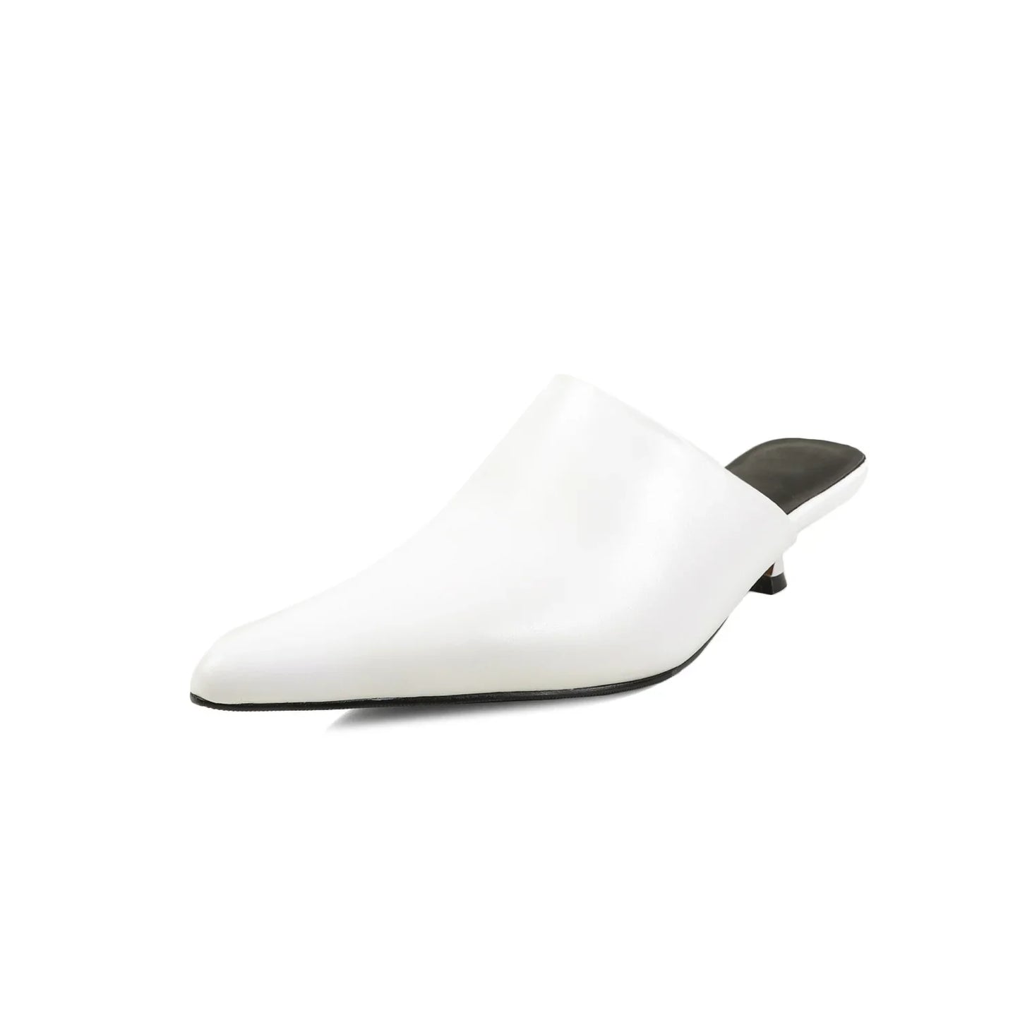 2025 New Mueller Slippers Genuine Leather Women Shoes Sexy Pointed Toe Summer Shoes Ladies Snake Pattern Black White Party Shoes