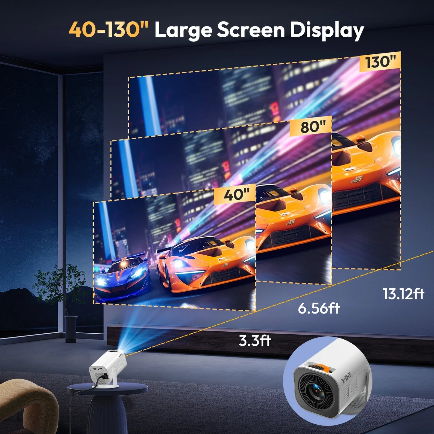 XGODY 260 ANSI 4K Projector Mini Projector Smart Android Keystone Correction Beamer Projectors BT5.0 WIFI6 Home Cinema Portable