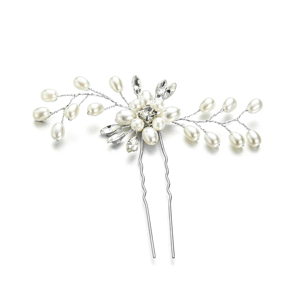 Pearl Bridal Tiara Hair Accessories Women U-shaped Pin Metal Barrette Clip Hairpins Simulated Wedding Hairstyle Design Tools