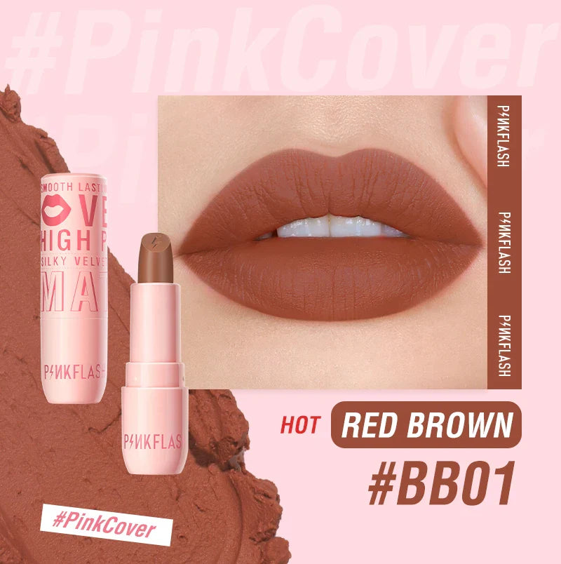 PINKFLASH Velvet Matte Lipstick High Pigment Long-lasting Lip Gloss Silky Moisturize Liquid Lip Tint Smooth Lip Cream Cosmetics